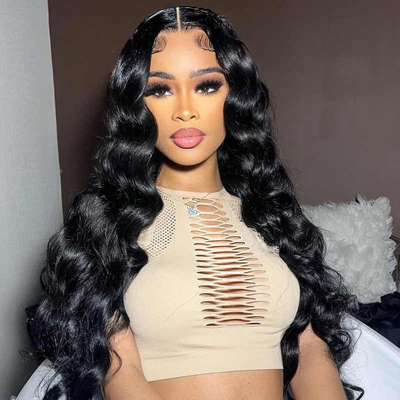 LIVIA 13x4 HD Lace Frontal Loose Deep Wave Wig Natural Black Human Hair Pre Bleached Knots Wig