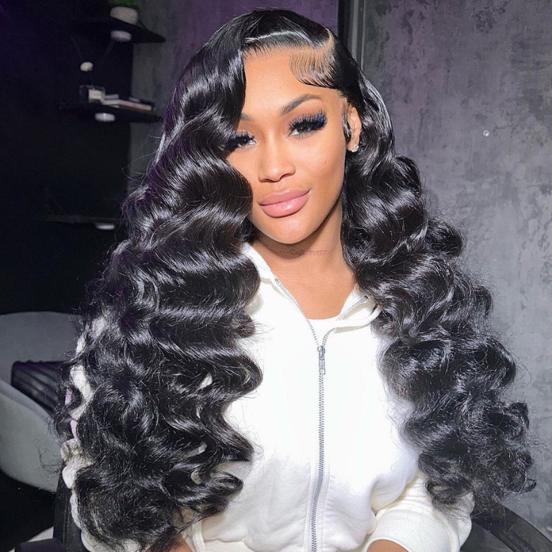 LIVIA 13x4 HD Lace Frontal Loose Deep Wave Wig Natural Black Human Hair Pre Bleached Knots Wig