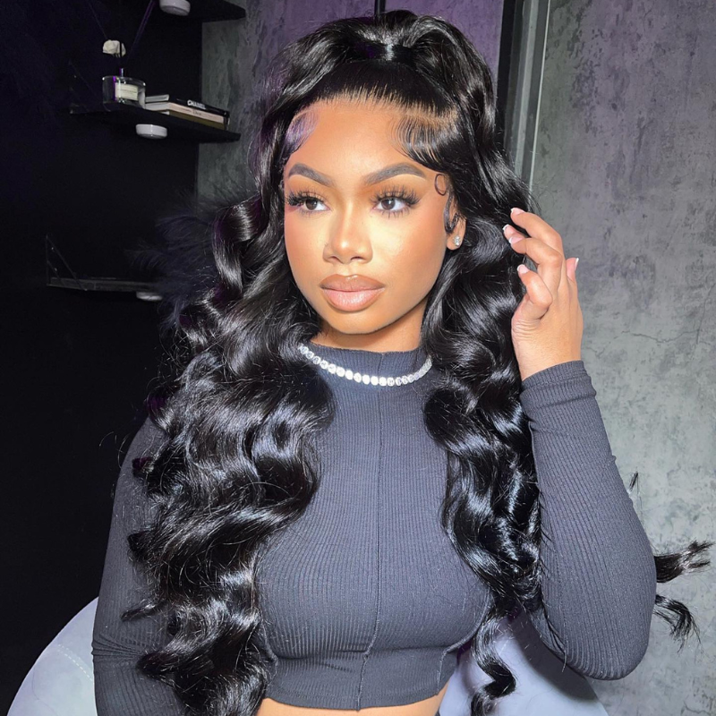 LIVIA 13x4 HD Lace Frontal Loose Deep Wave Wig Natural Black Human Hair Pre Bleached Knots Wig