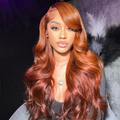 LIVIA Full Size? 13x6 HD Lace Hairstyles Five Brown Orange All Pre Styled Human Hair Wig