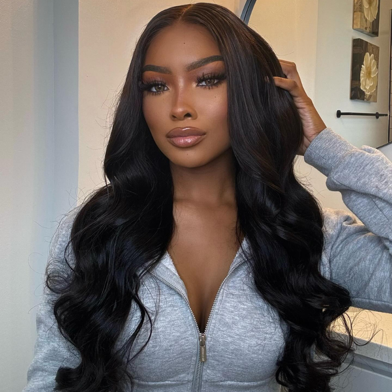LIVIA Full Size? Glueless 5x5 HD Lace Loose Body Wave Wig Natural Black All Pre Styled Wig