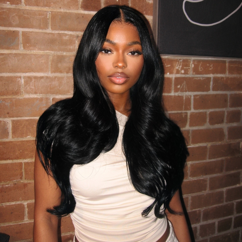 LIVIA Full Size? Glueless 5x5 HD Lace Loose Body Wave Wig Natural Black All Pre Styled Wig