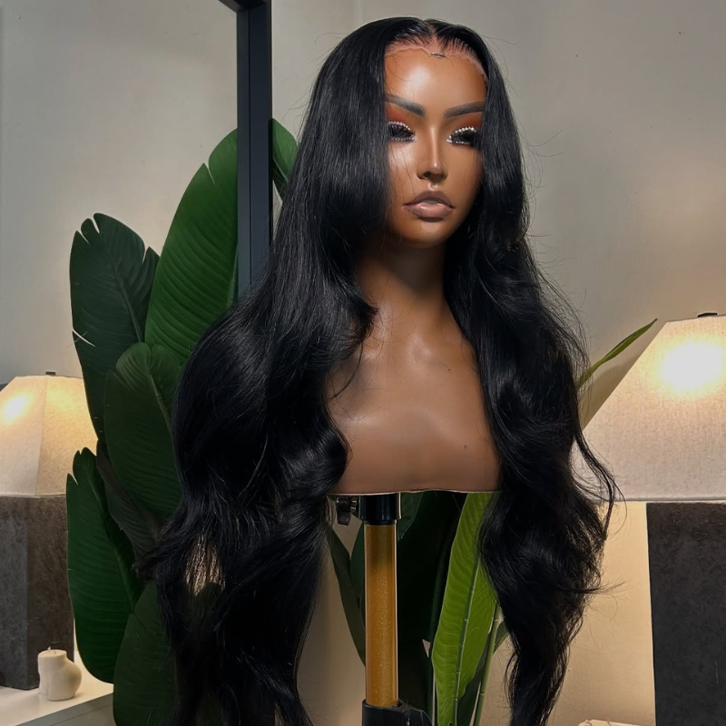 LIVIA Full Size? Glueless 5x5 HD Lace Loose Body Wave Wig Natural Black All Pre Styled Wig