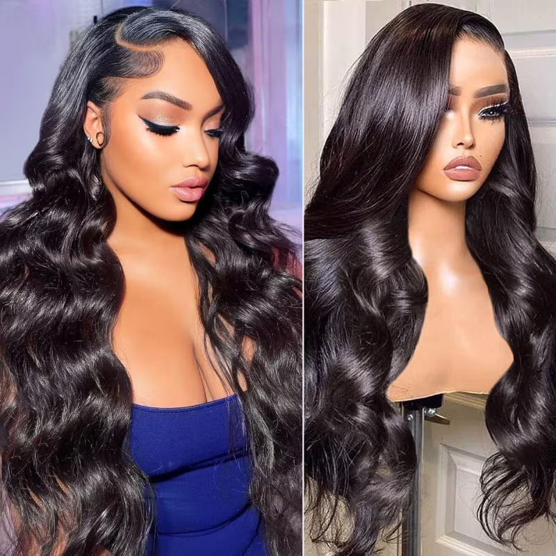 LIVIA Full Size? Glueless 5x5 HD Lace Loose Body Wave Wig Natural Black All Pre Styled Wig