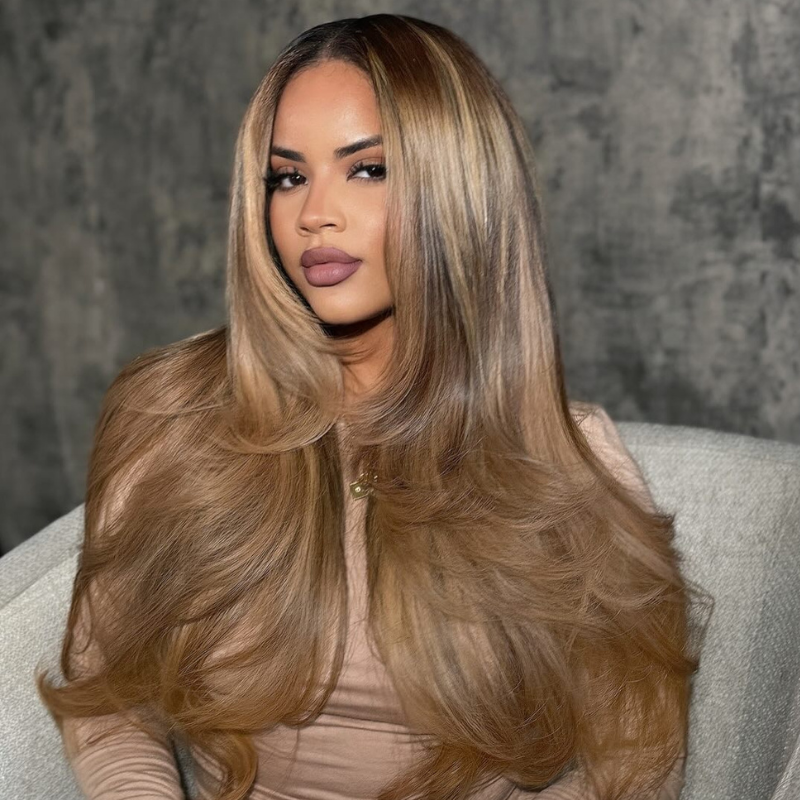 LIVIA Full Size? 13x6 HD Lace Frontal Stylist Hairstyles Six Balayage Highlight All Pre Styled Wig