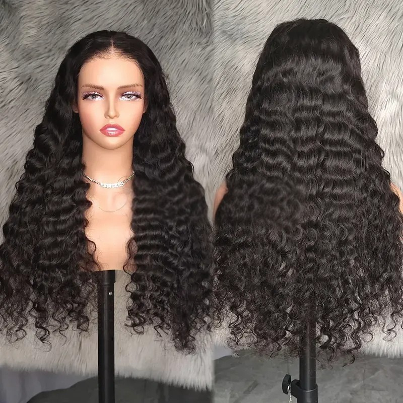 LIVIA 13x4 HD Lace Frontal Deep Wave Natural Black Human Hair Pre Bleached Knots Wig