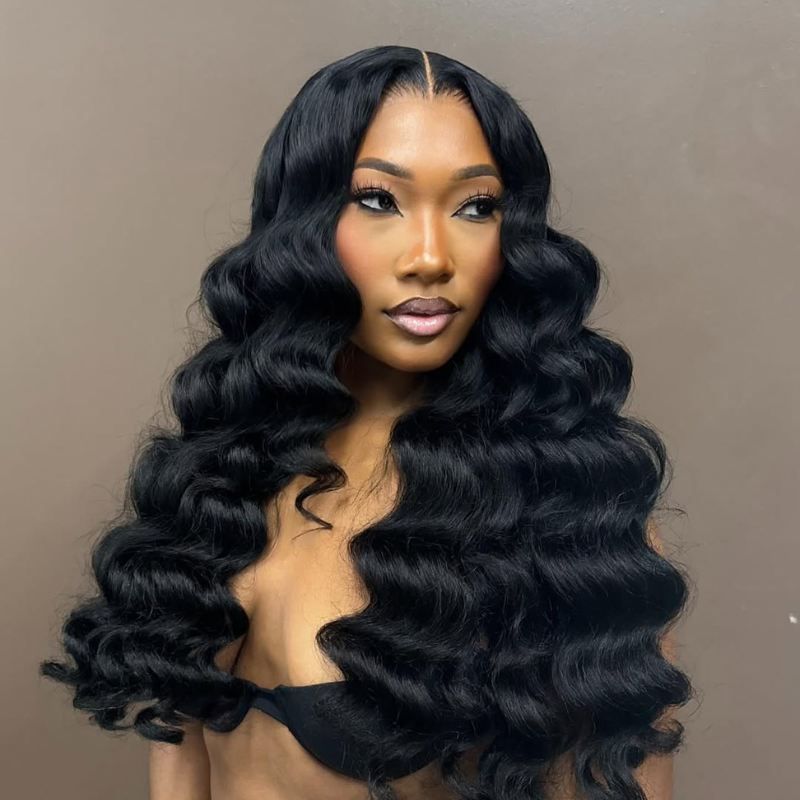 LIVIA Full Size™ Glueless 5x5 HD Lace Loose Deep Wave Wig Natural Black All Pre Styled Wig