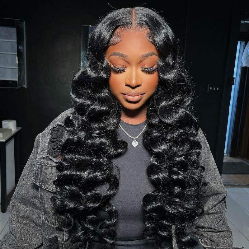 LIVIA Full Size™ Glueless 5x5 HD Lace Loose Deep Wave Wig Natural Black All Pre Styled Wig