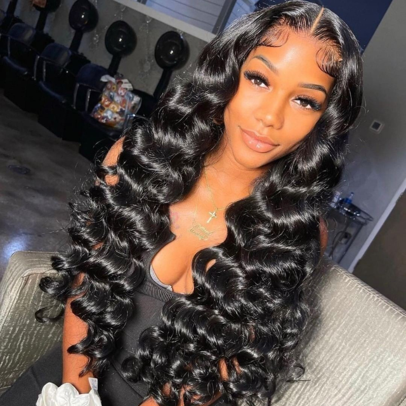 LIVIA Full Size™ Glueless 5x5 HD Lace Loose Deep Wave Wig Natural Black All Pre Styled Wig