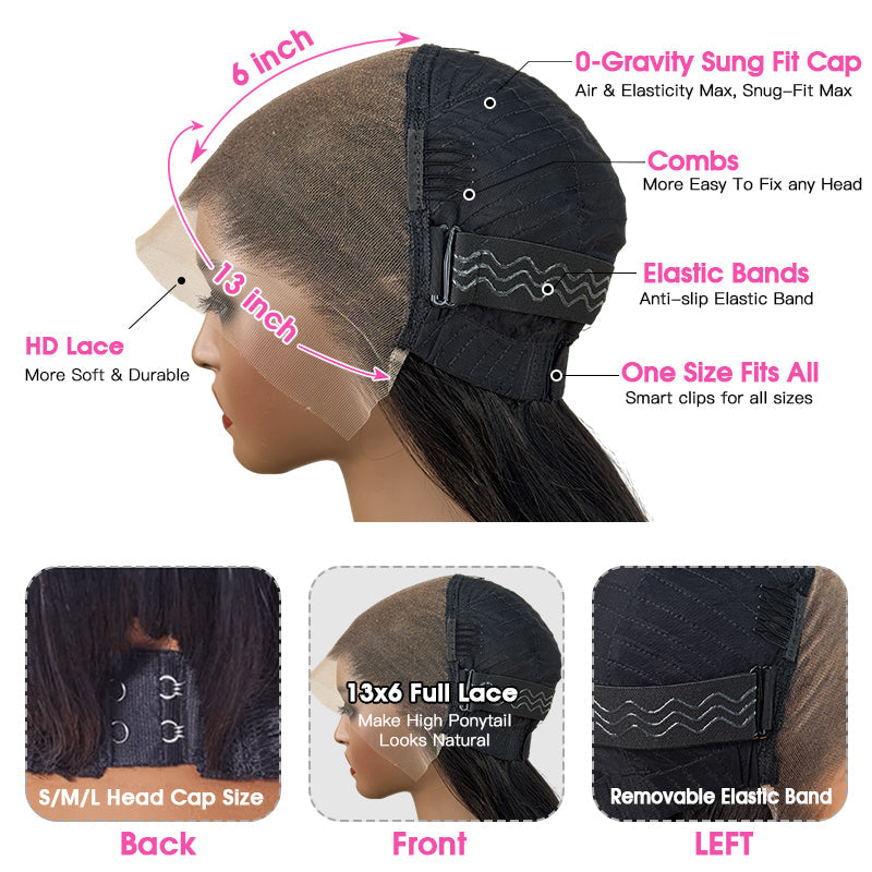 LIVIA Full Size? 13x6 HD Lace Frontal Deep Wave Natural Black Human Hair All Pre Styled Wig