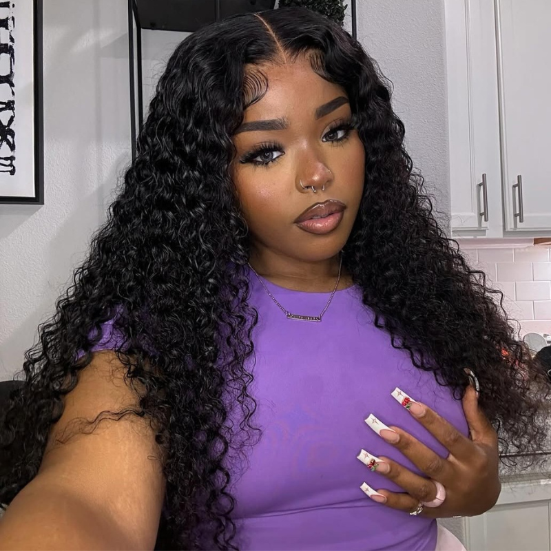 LIVIA Full Size? Glueless 5x5 HD Lace Water Wave Wig Natural Black All Pre Styled Wig