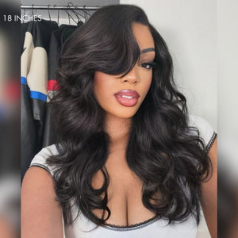 LIVIA Full Size? 13x4 HD Lace Frontal All Pre Styled Loose Body Wave Natural Black Wig