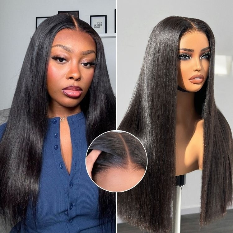 LIVIA Full Size? Glueless 5x5 HD Lace Straight Wig Natural Black All Pre Styled Wig