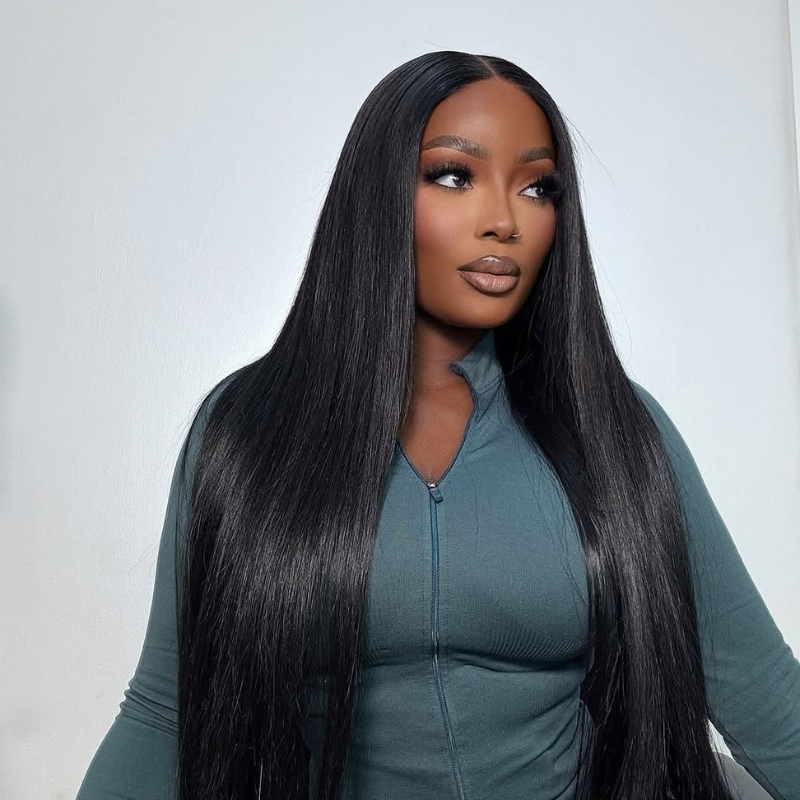 LIVIA Full Size? Glueless 5x5 HD Lace Straight Wig Natural Black All Pre Styled Wig