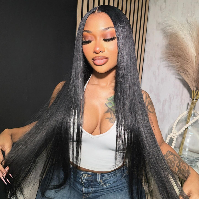 LIVIA Full Size? Glueless 5x5 HD Lace Straight Wig Natural Black All Pre Styled Wig