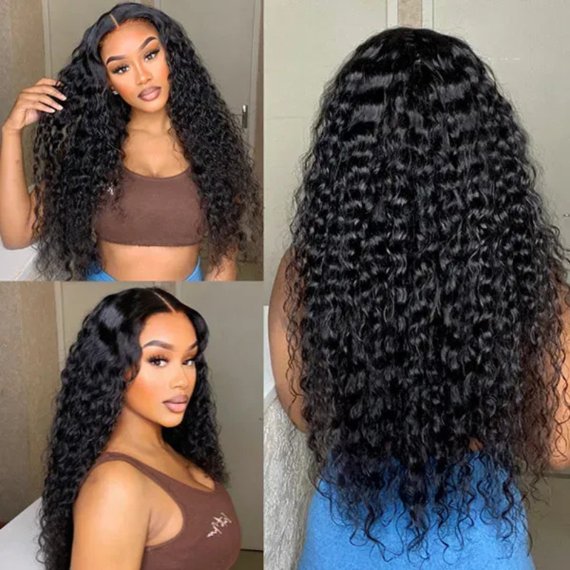 LIVIA 13x4 HD Lace Frontal Deep Wave Natural Black Human Hair Pre Bleached Knots Wig