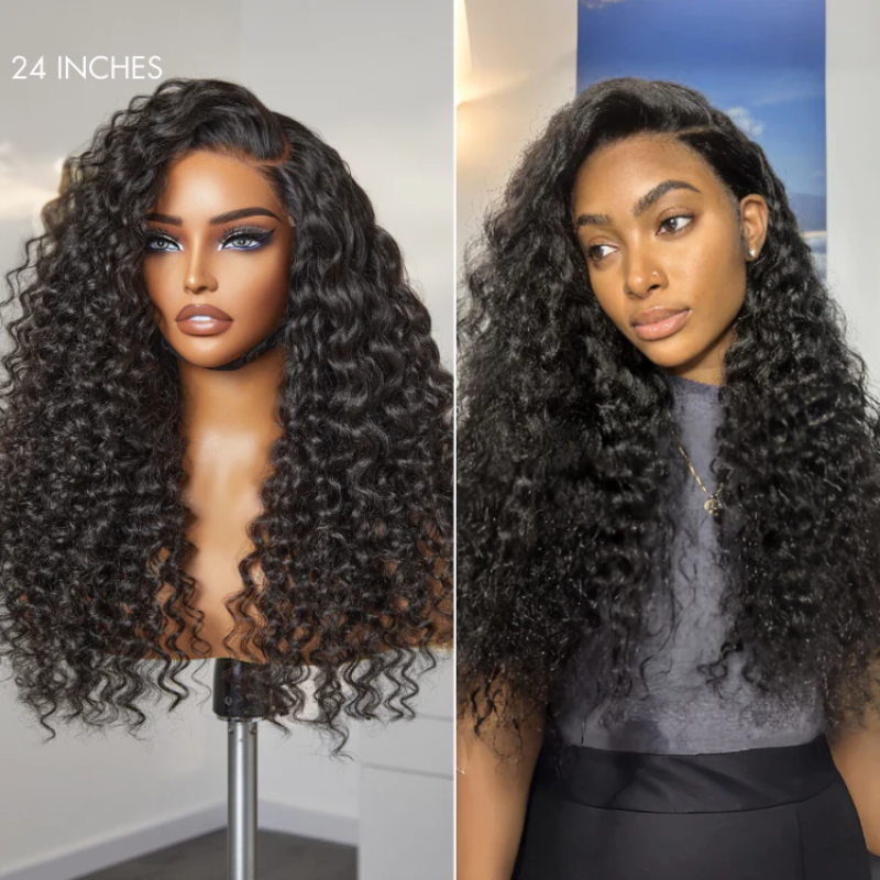 LIVIA Full Size? Glueless 5x5 HD Lace Deep Wave Wig Natural Black All Pre Styled Wig
