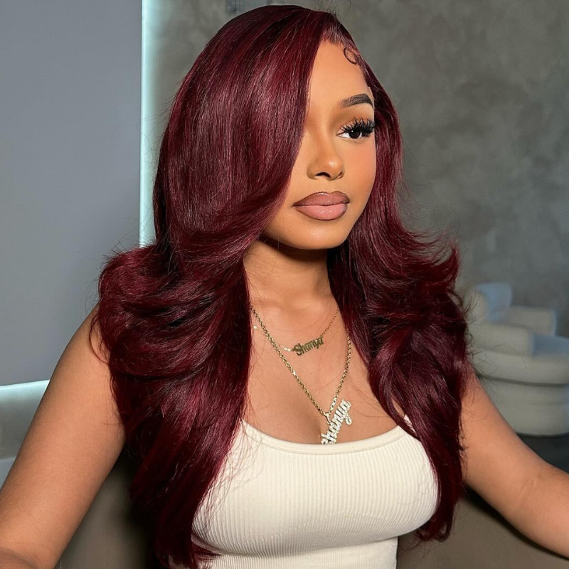 LIVIA Full Size? 13x4 HD Lace Frontal 99J All Pre Styled Loose Body Wave Human Hair Wig