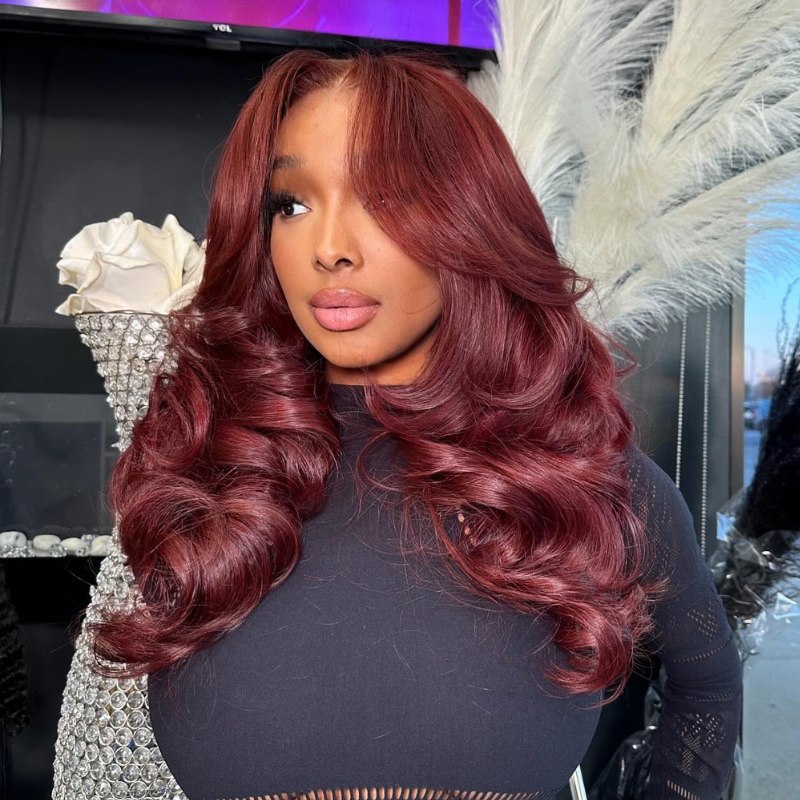 LIVIA Auburn Red Color 13x6 HD Lace Frontal Full Size? Loose Body Wave All Pre Styled Wig