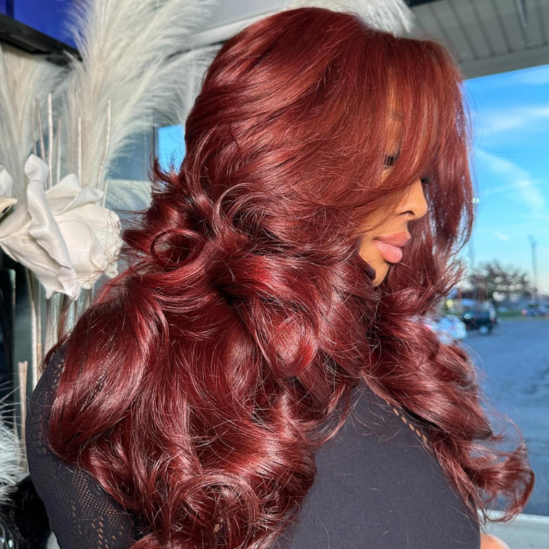 LIVIA Auburn Red Color 13x6 HD Lace Frontal Full Size? Loose Body Wave All Pre Styled Wig