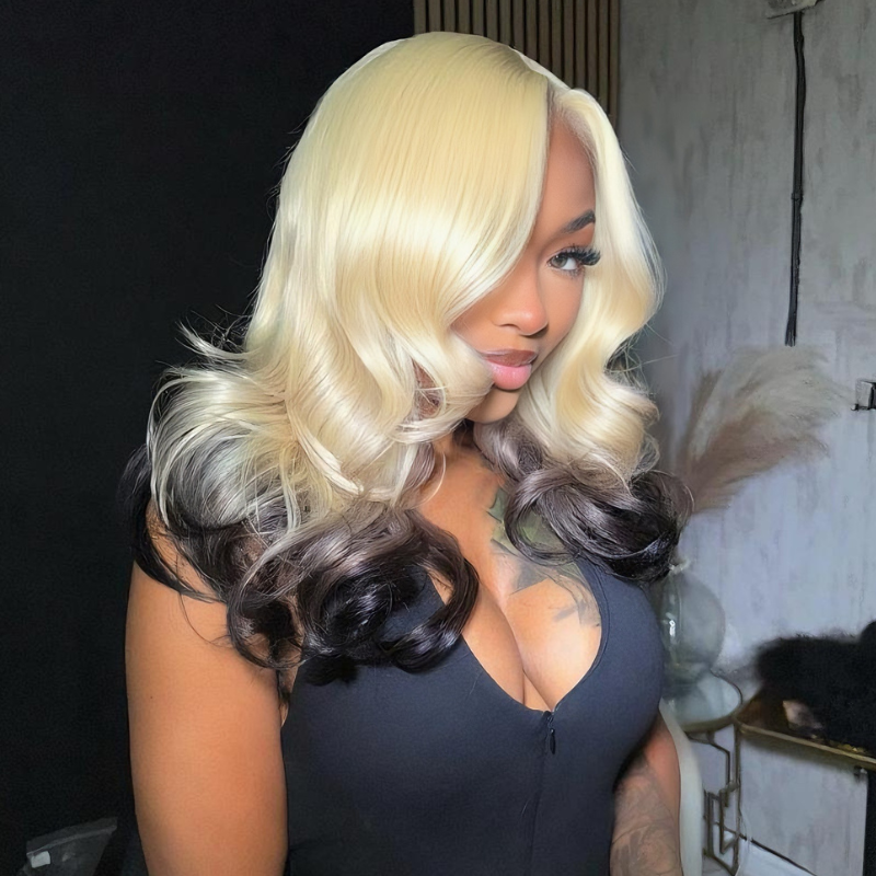 LIVIA Full Size? 13x6 HD Lace Frontal 613/1B Blonde Ombre Color Loose Body Wave Wig