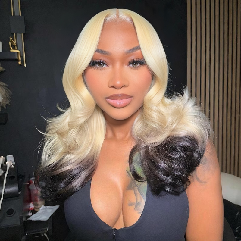 LIVIA Full Size? 13x6 HD Lace Frontal 613/1B Blonde Ombre Color Loose Body Wave Wig