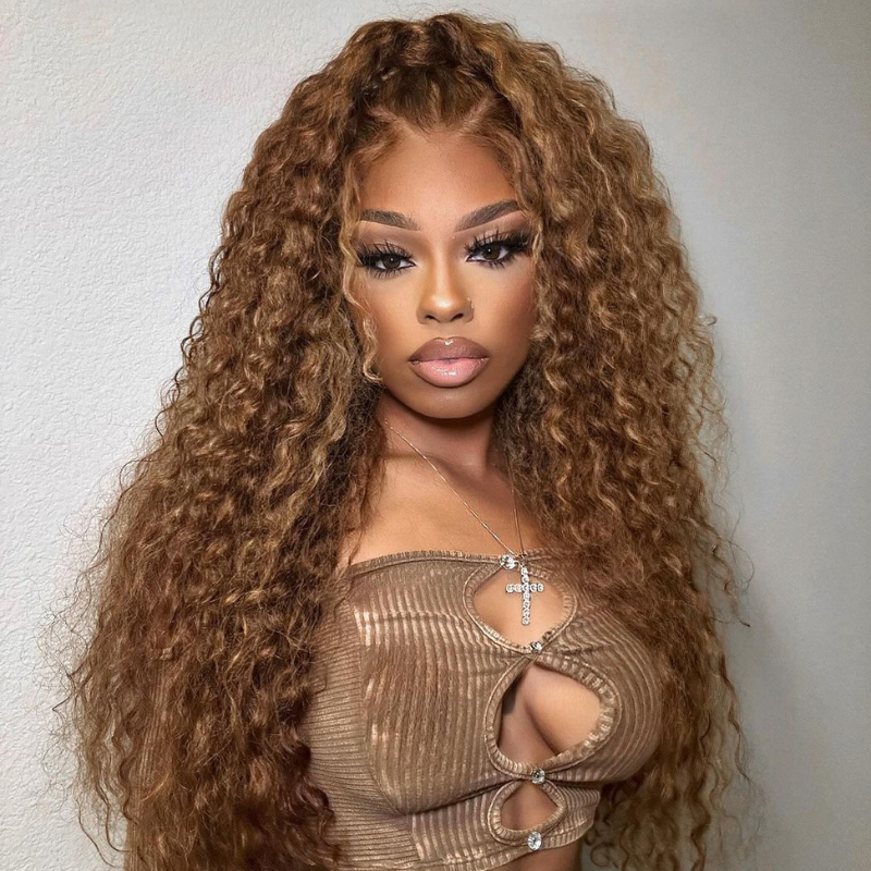 LIVIA Balayage Highlight Water Wave P4/27 Color 13x6 Lace Frontal Human Hair Wig