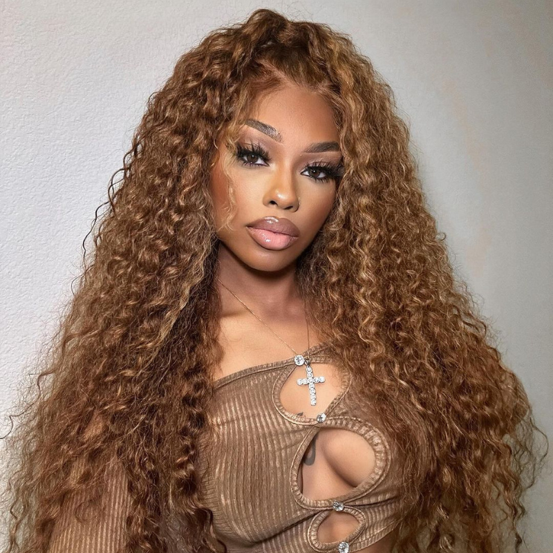 LIVIA Balayage Highlight Water Wave P4/27 Color 13x6 Lace Frontal Human Hair Wig