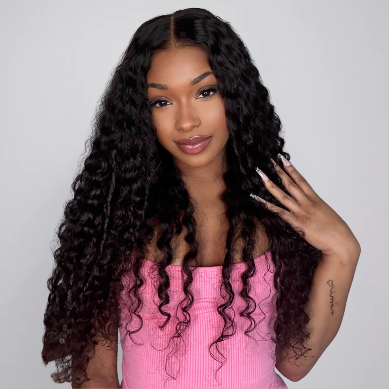 LIVIA Water Wave 5x5 Lace Closure Wig Natural Black Human Hair Wig