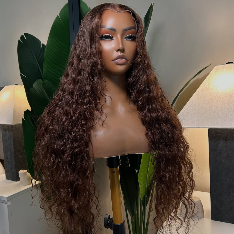 LIVIA Full Size™ 13x6 HD Lace Frontal All Pre Styled Water Wave Dark Chocolate Brown Wig