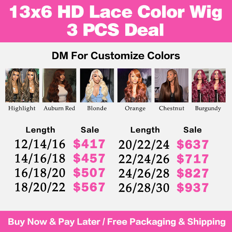 LIVIA 3 PCS 13x6 HD Lace Frontal Straight Body Wave All Pre Styled Color Wig Wholesale Package Deal