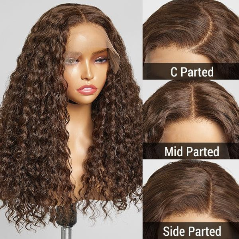 LIVIA Full Size™ 13x6 HD Lace Frontal All Pre Styled Water Wave Dark Chocolate Brown Wig