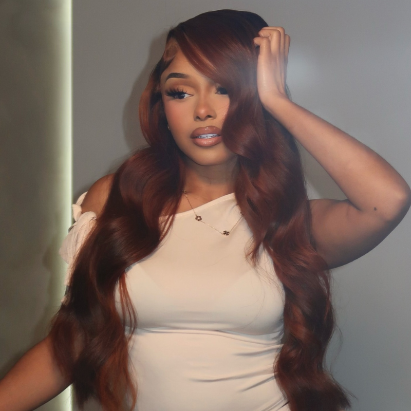 LIVIA 13x6 HD Lace Frontal Auburn Red Color Body Wave & Straight Pre Bleached Knots Wig