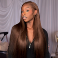 LIVIA 13x6 HD Full Lace Frontal Pre Bleached Knots Straight Dark Chocolate Brown Human Hair Wig