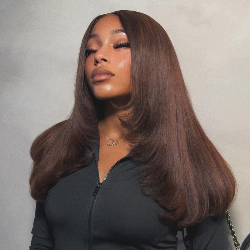 LIVIA Full Size? 5x5 HD Lace Body Wave Dark Chocolate Brown All Pre Styled Wig