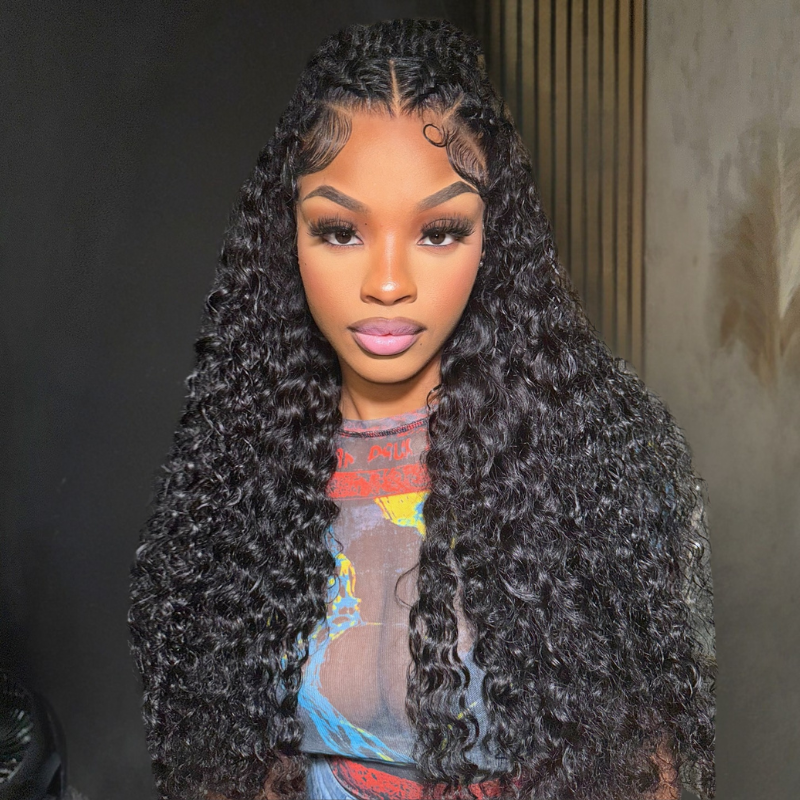 LIVIA 13x4 HD Lace Frontal Deep Wave Natural Black Human Hair Pre Bleached Knots Wig