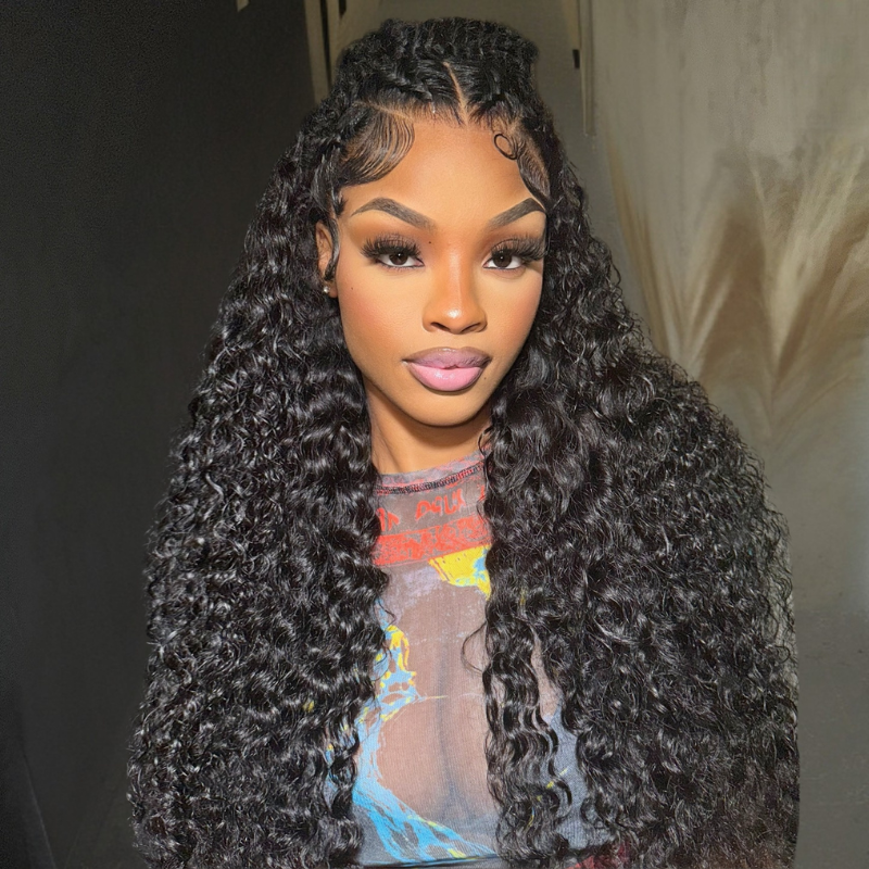 LIVIA 13x4 HD Lace Frontal Deep Wave Natural Black Human Hair Pre Bleached Knots Wig