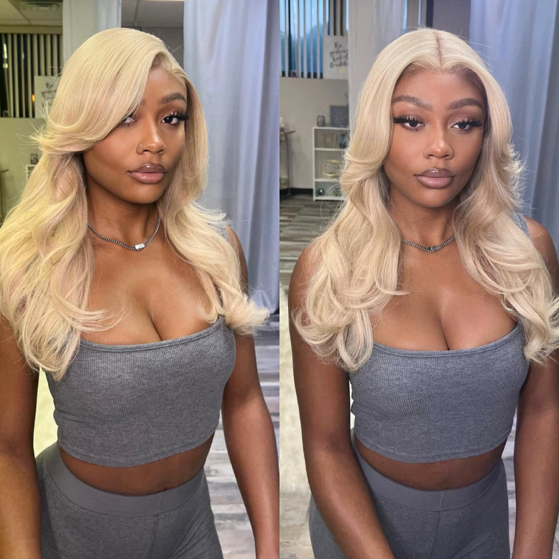 LIVIA Pre Bleached Knots 13x4 HD Full Lace Frontal 613 Blonde Body Wave Human Hair Wig