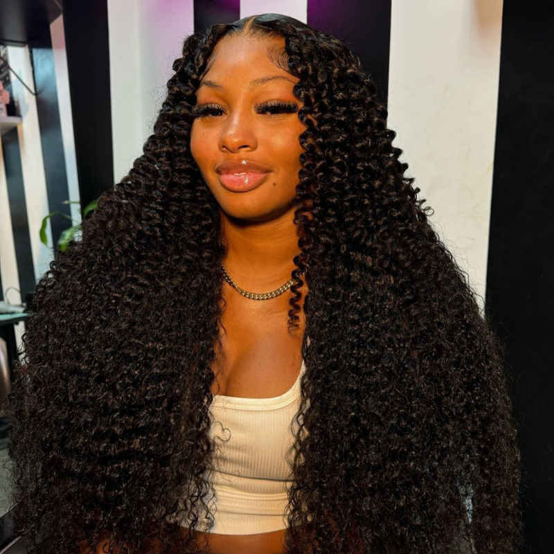 LIVIA Full Size? Glueless 5x5 HD Lace Spiral Deep Wave Wig Natural Black All Pre Styled Wig