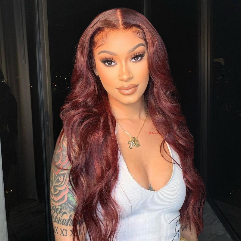 LIVIA Full Size? 5x5 HD Lace Auburn Red Color Loose Body Wave All Pre Styled Wig