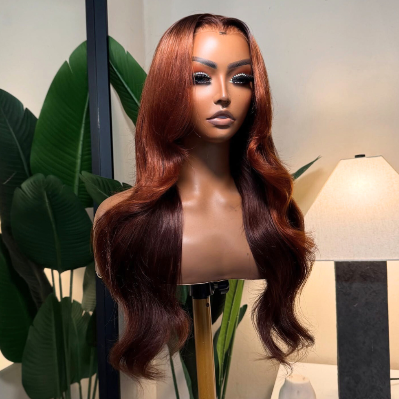 LIVIA 13x6 HD Lace Frontal Auburn Red Color Body Wave & Straight Pre Bleached Knots Wig