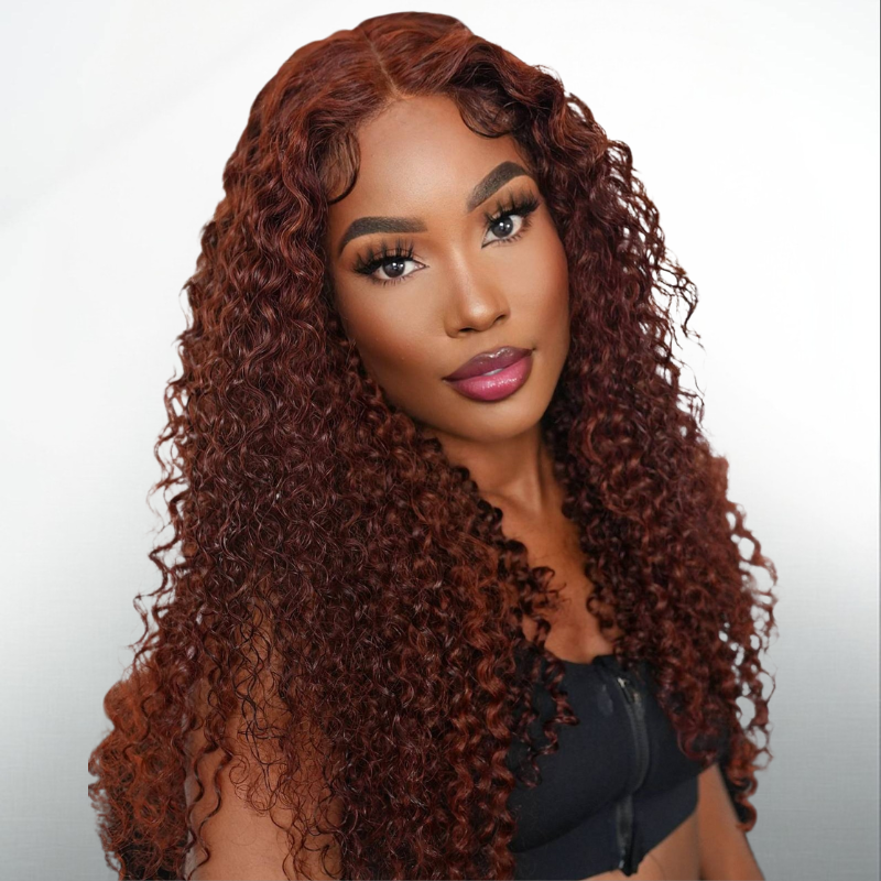 LIVIA Full Size?  Curly Auburn Red 13x6 HD Lace Frontal Human Hair All Pre Styled Wig
