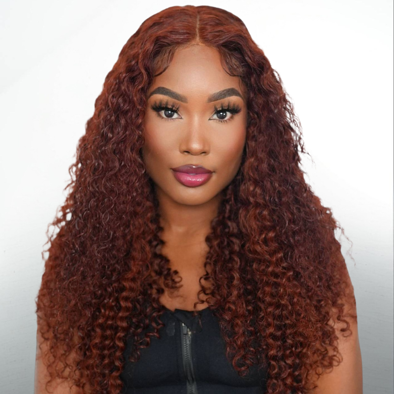 LIVIA Full Size?  Curly Auburn Red 13x6 HD Lace Frontal Human Hair All Pre Styled Wig