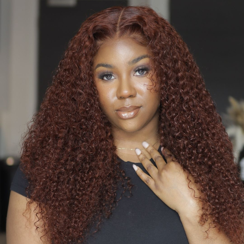 LIVIA Full Size?  Curly Auburn Red 13x6 HD Lace Frontal Human Hair All Pre Styled Wig