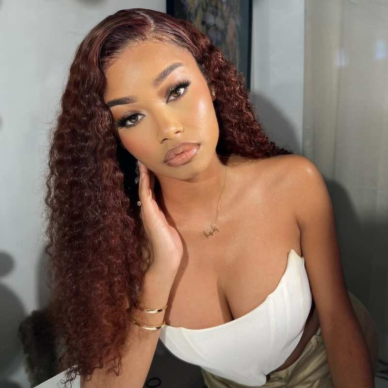LIVIA Full Size?  Curly Auburn Red 13x6 HD Lace Frontal Human Hair All Pre Styled Wig