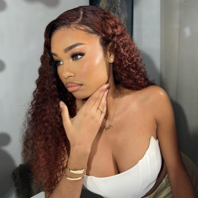 LIVIA Full Size?  Curly Auburn Red 13x6 HD Lace Frontal Human Hair All Pre Styled Wig