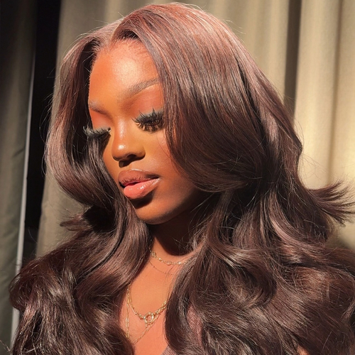 LIVIA #4 Dark Brown Color 13x4 HD Lace Frontal Body Wave Human Hair Wig