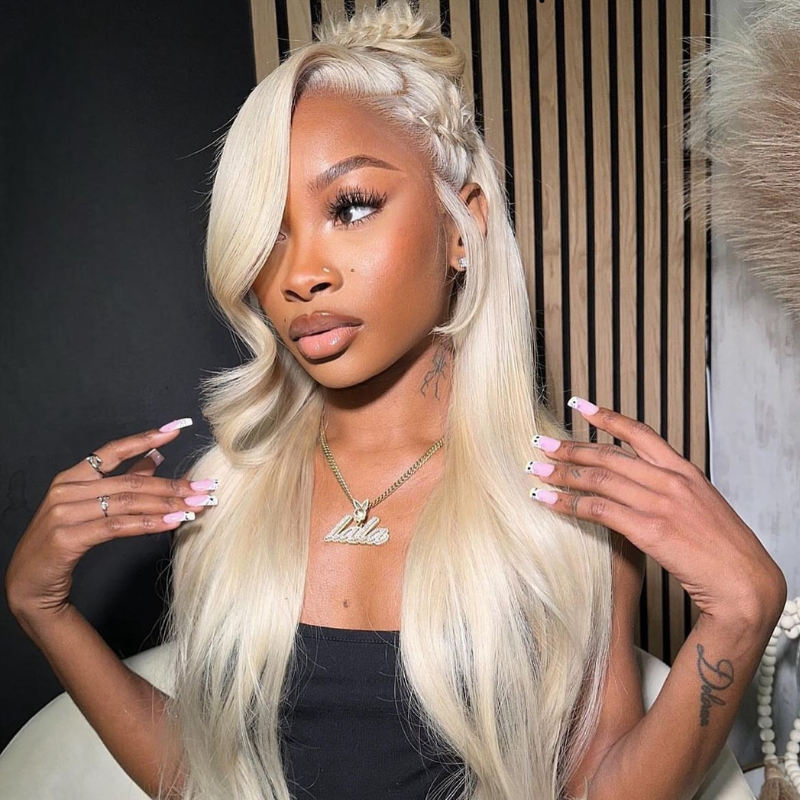 LIVIA Pre Bleached Knots 13x4 HD Full Lace Frontal 613 Blonde Body Wave Human Hair Wig