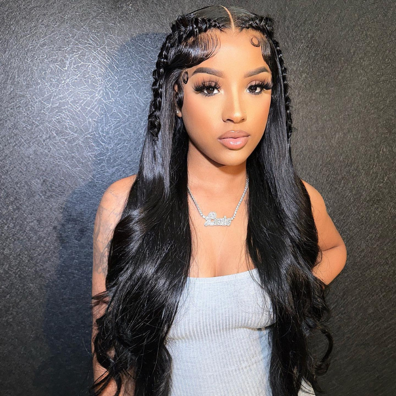 LIVIA 13x4 HD Full Lace Frontal Pre Bleached Knots Natural Black Body Wave Human Hair Wigs