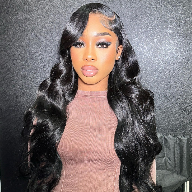 LIVIA 13x4 HD Full Lace Frontal Pre Bleached Knots Natural Black Body Wave Human Hair Wigs